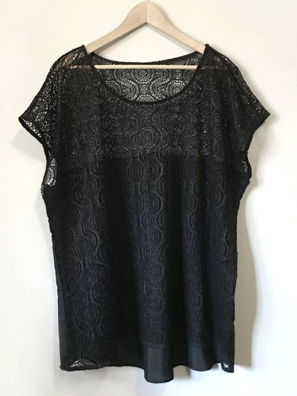 VTG Y2K Black Crochet Lace Top 3X 4X Plus Size Mall Goth